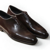 Crafted Leather Classic Men Wholecut Dark Brown Patina Leather Oxford Lace up Dress Shoes - Thumbnail 2