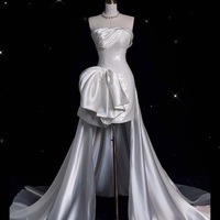 Sparkling Ivory Satin Prom Dress: Removable Sequin Train Prom  Dresses - Thumbnail 1