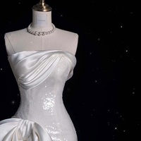 Sparkling Ivory Satin Prom Dress: Removable Sequin Train Prom  Dresses - Thumbnail 2