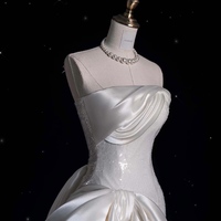 Sparkling Ivory Satin Prom Dress: Removable Sequin Train Prom  Dresses - Thumbnail 3