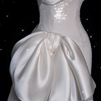 Sparkling Ivory Satin Prom Dress: Removable Sequin Train Prom  Dresses - Thumbnail 8
