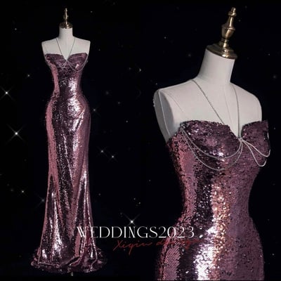 Glamorous sequin evening gown - halter neck design, perfect for formal events, purple prom dress, long prom dress, sparkly prom dresses - Thumbnail 4