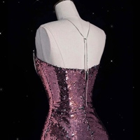 Glamorous Sequin Evening Gown - Halter Neck Design, Perfect for Formal Events, Purple Prom Dress, Long Prom Dress, Sparkly Prom Dresses - Thumbnail 1