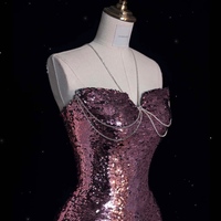 Glamorous Sequin Evening Gown - Halter Neck Design, Perfect for Formal Events, Purple Prom Dress, Long Prom Dress, Sparkly Prom Dresses - Thumbnail 4