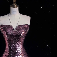Glamorous Sequin Evening Gown - Halter Neck Design, Perfect for Formal Events, Purple Prom Dress, Long Prom Dress, Sparkly Prom Dresses - Thumbnail 7