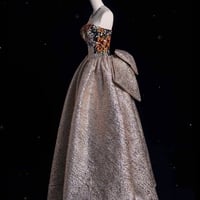 Elegant Off-Shoulder Glitter Evening Gown, Strapless Prom Dress, Sparkly A-Line Formal Dress, Luxury Party Gown, Dress for Special Occasions - Thumbnail 3