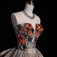 Elegant Off-Shoulder Glitter Evening Gown, Strapless Prom Dress, Sparkly A-Line Formal Dress, Luxury Party Gown, Dress for Special Occasions - Thumbnail 5