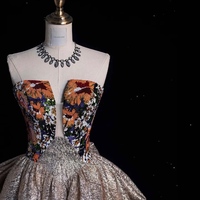 Elegant Off-Shoulder Glitter Evening Gown, Strapless Prom Dress, Sparkly A-Line Formal Dress, Luxury Party Gown, Dress for Special Occasions - Thumbnail 7