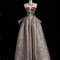 Elegant Off-Shoulder Glitter Evening Gown, Strapless Prom Dress, Sparkly A-Line Formal Dress, Luxury Party Gown, Dress for Special Occasions - Thumbnail 11