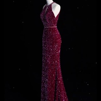 Elegant Purple Sequin Evening Gown,Sparkly Mermaid Prom Dress, Luxury Formal Party Dress - Thumbnail 8