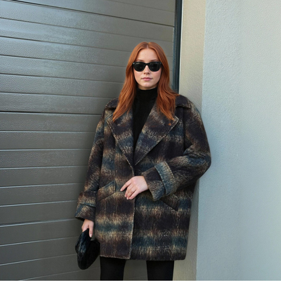 Plaid blend shorts coat