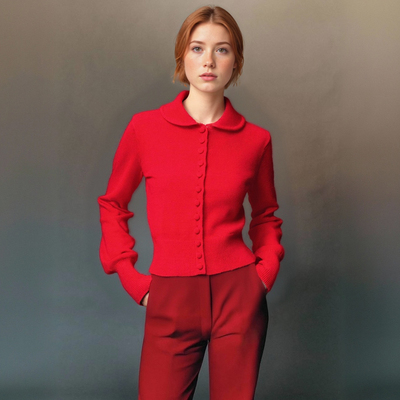 Fashionable and versatile doll collar knitted jacket