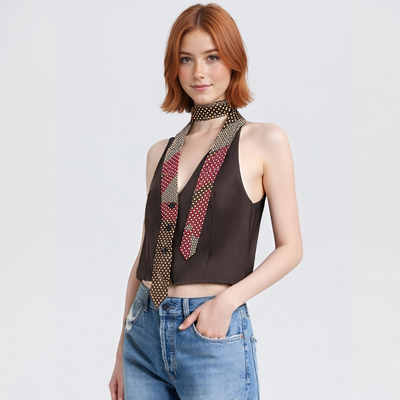 Fashionable tie halter neck vest top