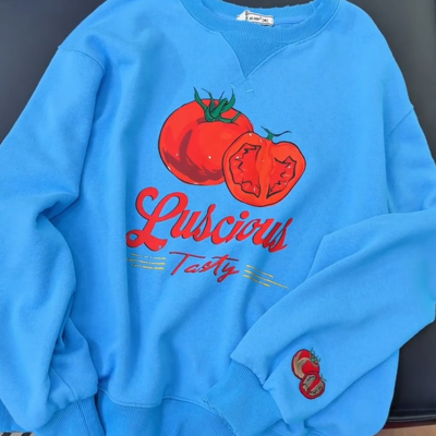 Luscious tasty tomato printed sweatshirt