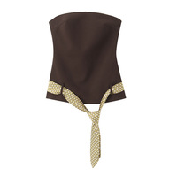 Fashion Slim Tie Belted Tube Top - Thumbnail 1