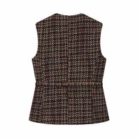 Stylish and simple belt-decorated textured vest - Thumbnail 2