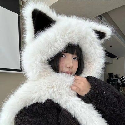 Cute warm cat ears hat scarf