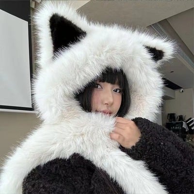Cute Warm Cat Ears Hat Scarf