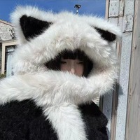 Cute Warm Cat Ears Hat Scarf - Thumbnail 1