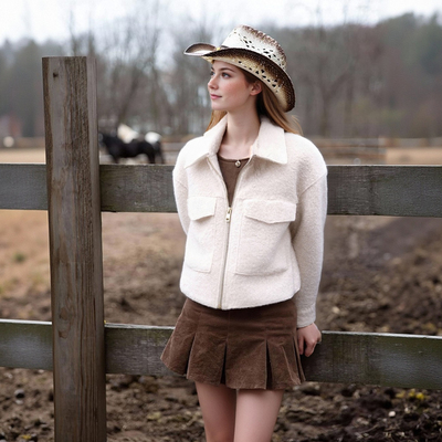 Fashionable Piqué Chest Pocket Jacket