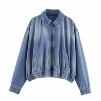 Stylish and versatile denim bomber jacket - Thumbnail 1