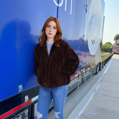 Fashionable, simple and versatile suede leather jacket