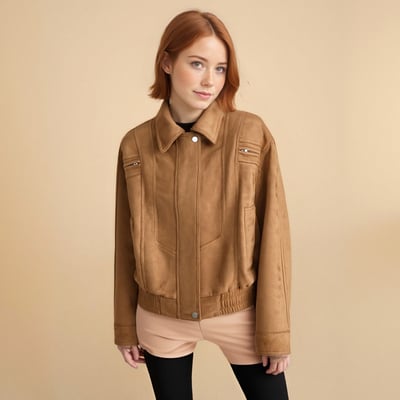 Fashionable and versatile suede short work jacket