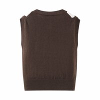 Simple diamond check retro sleeveless knitted vest - Thumbnail 2