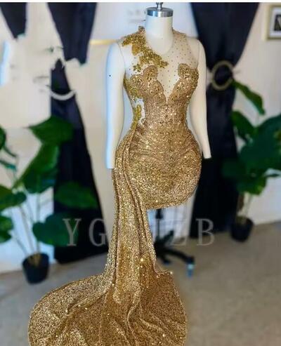 Gold Sparkly Rhinestone Mini Cocktail Dresses Luxury Beaded Diamond with Train Short Prom Birthday Party Gowns Special Occasions