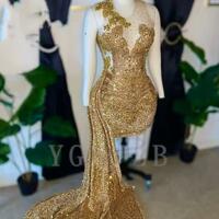 Gold Sparkly Rhinestone Mini Cocktail Dresses Luxury Beaded Diamond with Train Short Prom Birthday Party Gowns Special Occasions - Thumbnail 4