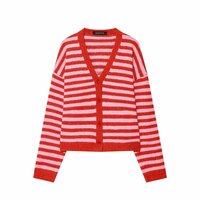 Fashionable, simple and versatile striped loose knitted cardigan - Thumbnail 2