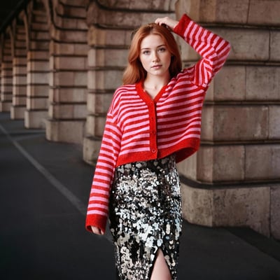 Fashionable, simple and versatile striped loose knitted cardigan