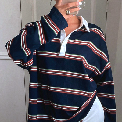 Retro long sleeve polo shirt