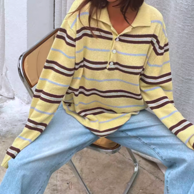 Vintage yellow stripe polo shirt