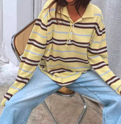 VINTAGE YELLOW STRIPE POLO SHIRT