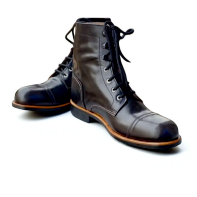Crafted leather classic men dark brown leather ankle high lace up boot