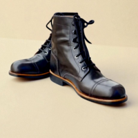 Crafted Leather Classic Men Dark Brown Leather Ankle High Lace up Boot - Thumbnail 1