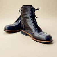 Crafted Leather Classic Men Dark Brown Leather Ankle High Lace up Boot - Thumbnail 2