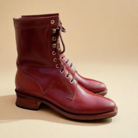 Crafted Leather Classic Men Brown Leather Long Military Ankle High Lace up Boot - Thumbnail 1