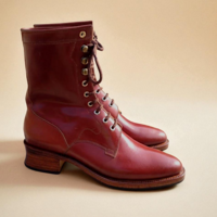 Crafted Leather Classic Men Brown Leather Long Military Ankle High Lace up Boot - Thumbnail 2