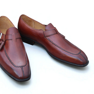 Crafted leather classic brown leather monk strap shoes - Thumbnail 3