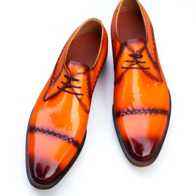 Crafted leather handmade tan black leather oxford dress shoes  - Thumbnail 1