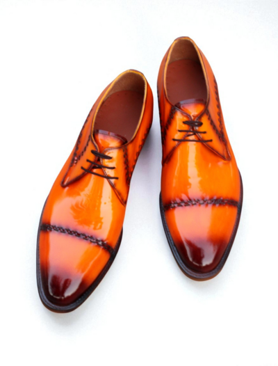 Crafted Leather Handmade Tan Black Leather Oxford Dress Shoes 