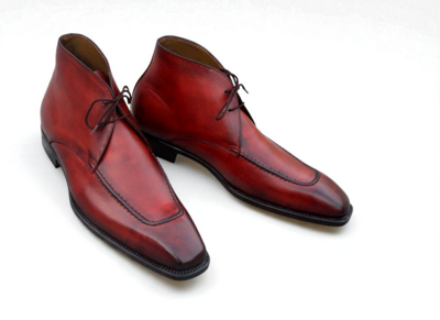 Crafted Leather Handmade Brown Leather Split Toe Chukka Dress Boot
