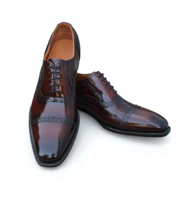 Crafted Leather Dark Brown Patina Oxford Lace up Dress Shoes For Men 