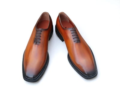 Crafted Leather Handmade Men Brown Leather Triple Sole Hand Welted Dress Shoes