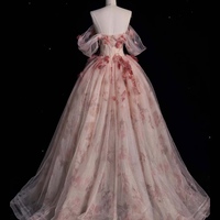 Fairy  Puffy Tulle Off Shoulder Prom Dress, Puffy Prom Dress, Handmade Flower Prom Dress, Cocktail Dress, Evening Gown, Party Gown, Ball Gown - Thumbnail 6