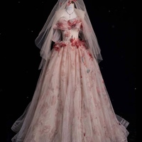 Fairy  Puffy Tulle Off Shoulder Prom Dress, Puffy Prom Dress, Handmade Flower Prom Dress, Cocktail Dress, Evening Gown, Party Gown, Ball Gown - Thumbnail 4