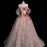 Fairy  Puffy Tulle Off Shoulder Prom Dress, Puffy Prom Dress, Handmade Flower Prom Dress, Cocktail Dress, Evening Gown, Party Gown, Ball Gown - Thumbnail 10