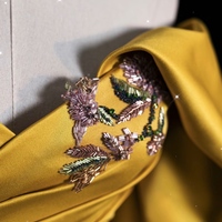 Satin Elegant Dress, Bridesmaid Dress, Long Evening Dress, Yellow Prom Dress, Silk dress, Red Satin Long Dress, Prom Fashion Dress - Thumbnail 3